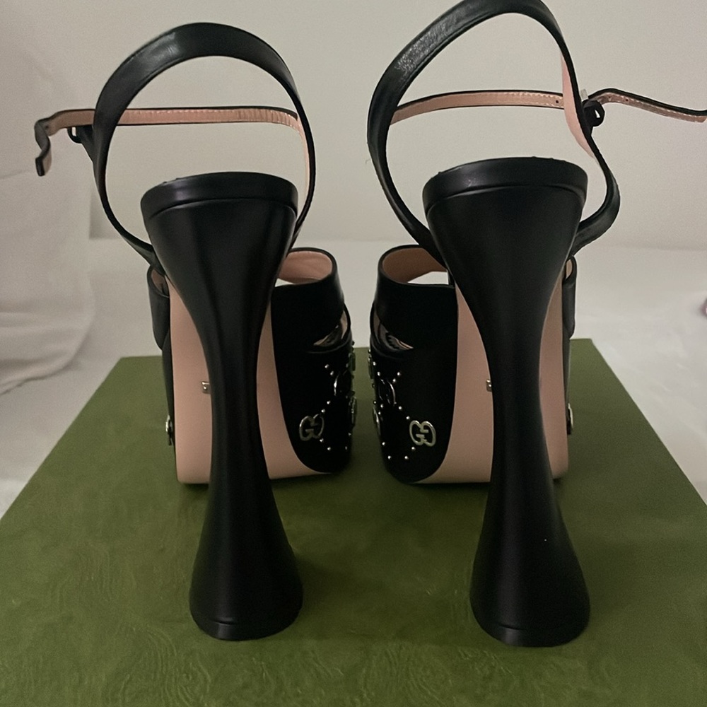 NWT GUCCI GG embellished platform heel size 7.5 - Picture 4 of 6